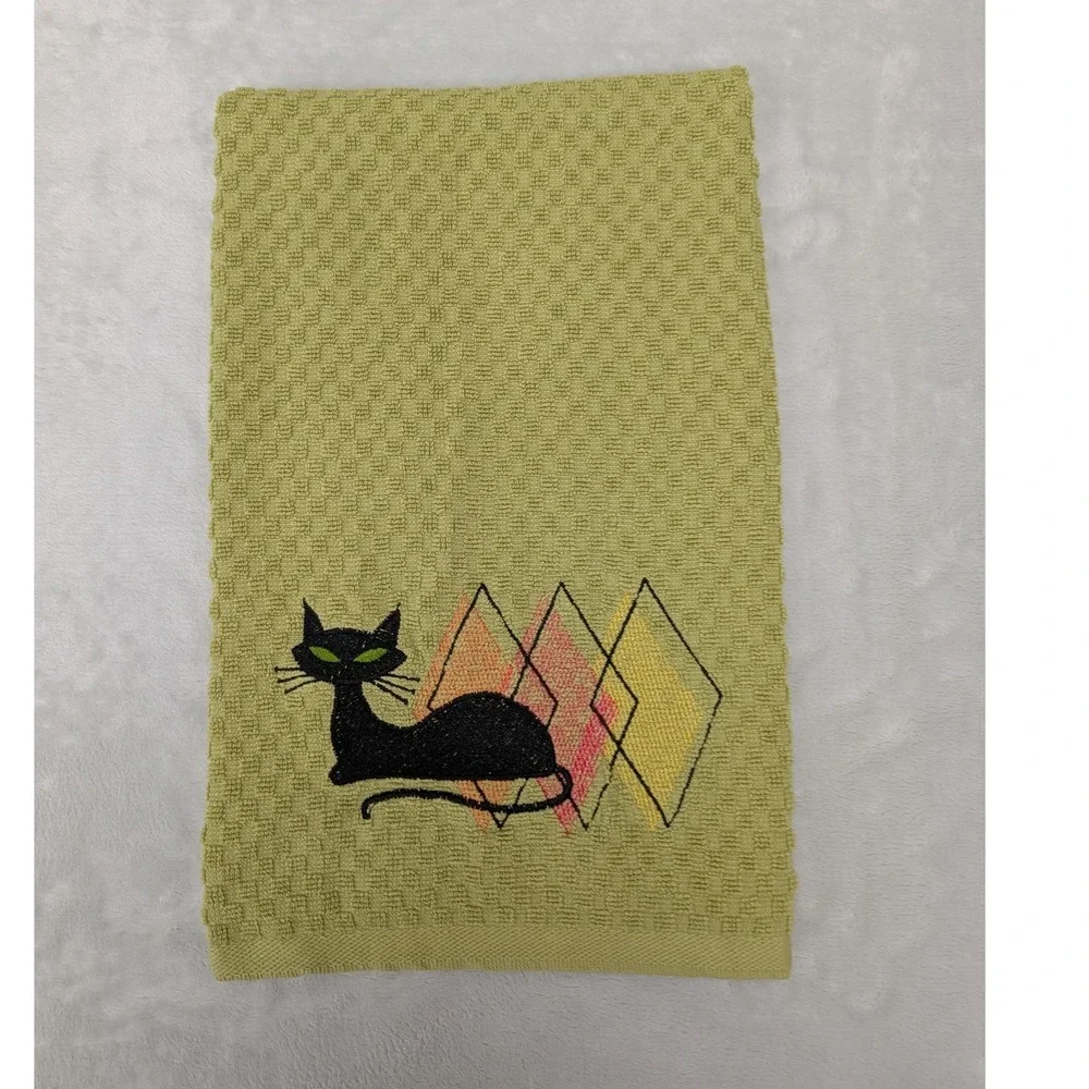 Retro Mid Century Modern Atomic Cat Kitchen Bath Bar Tea Towel Great Gift Idea!